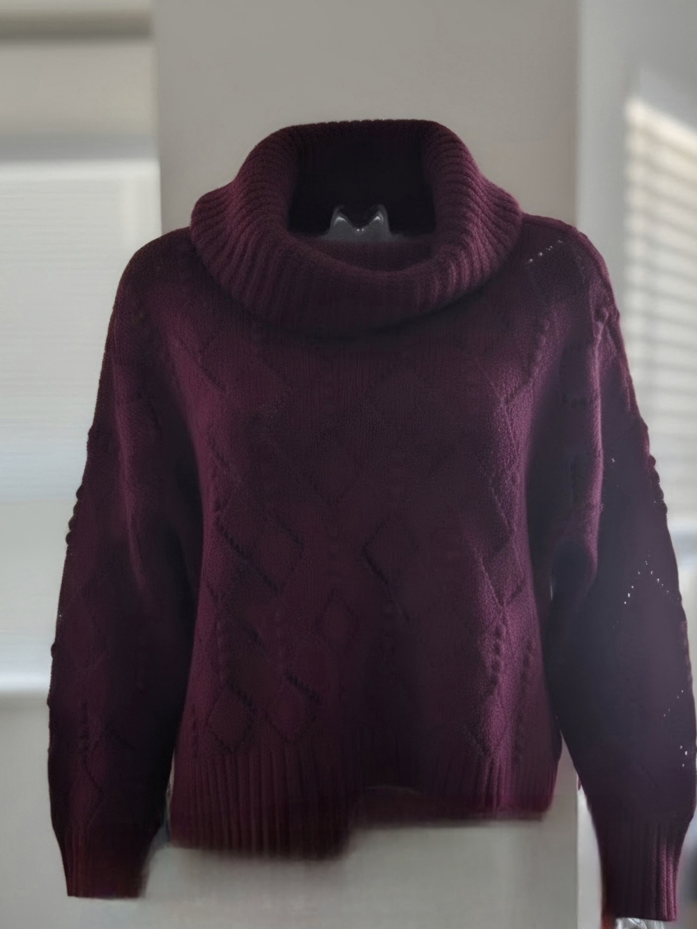 LOFT Wine Cable-Knit Cowl Neck Sweater'